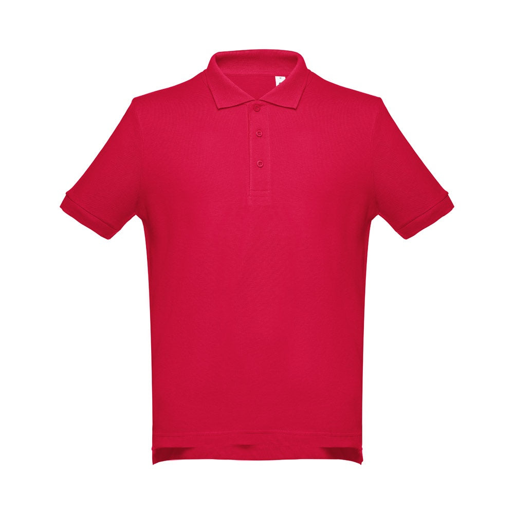 THC ADAM promotional polo shirt in red with custom logo branding