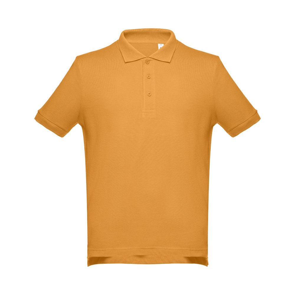 THC ADAM promotional polo shirt in dark yellow with custom logo branding