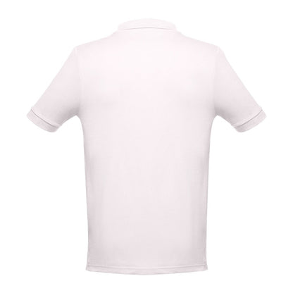 THC ADAM promotional polo shirt in pastel pink (detail view) with custom logo branding