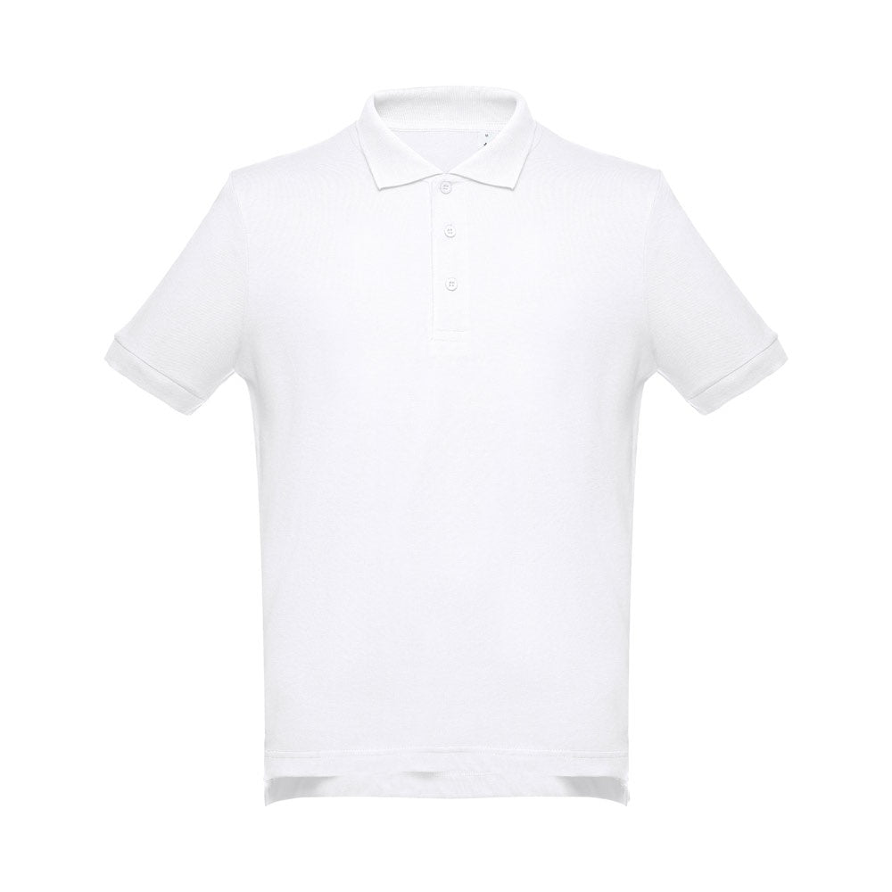 THC ADAM 3XL WH promotional polo shirt in white (detail view) with custom logo branding
