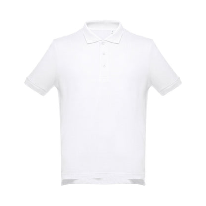 THC ADAM 3XL WH promotional polo shirt in white (detail view) with custom logo branding