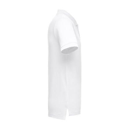 THC ADAM 3XL WH promotional polo shirt in white (detail view) with custom logo branding