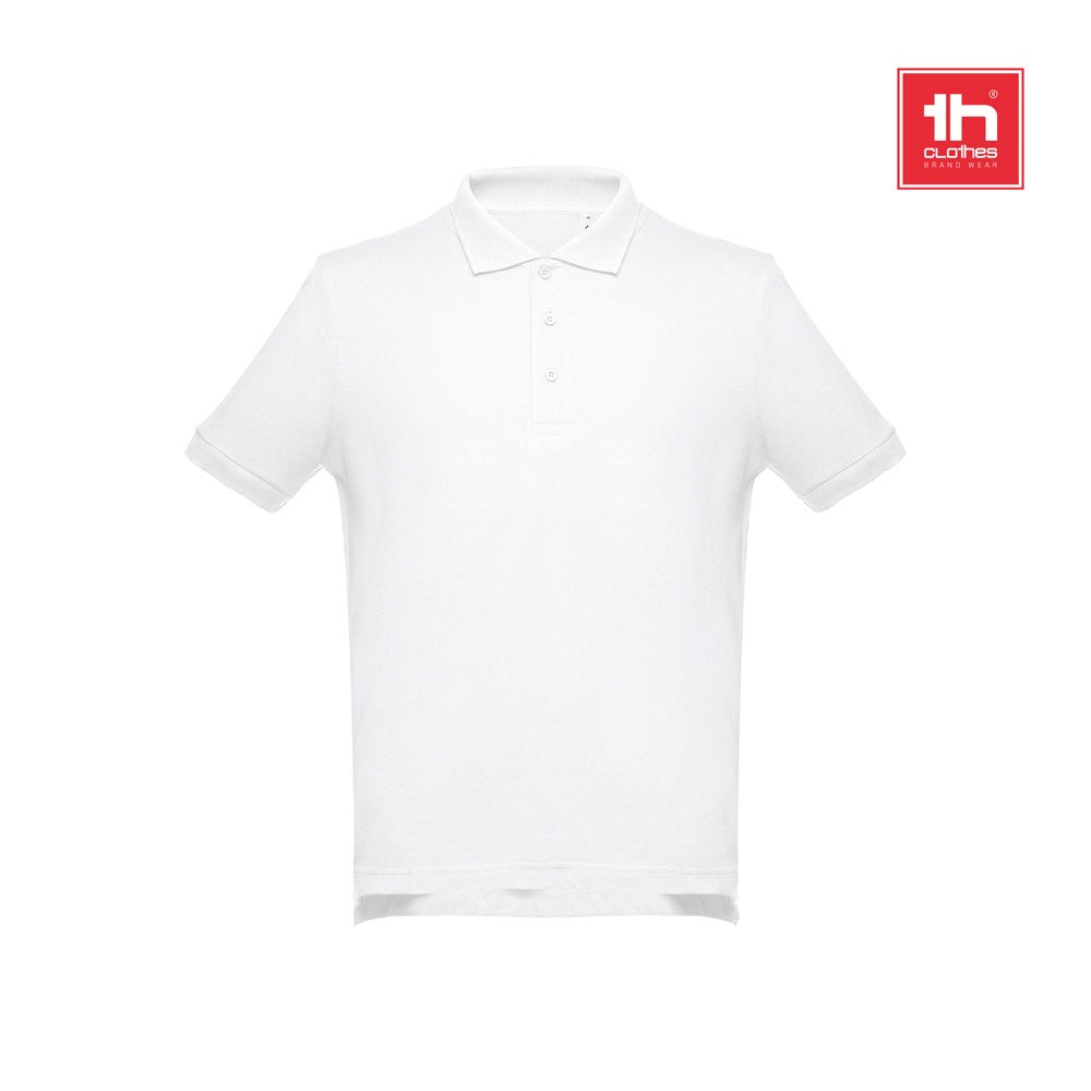 THC ADAM 3XL WH promotional polo shirt (complete set view) with custom logo branding