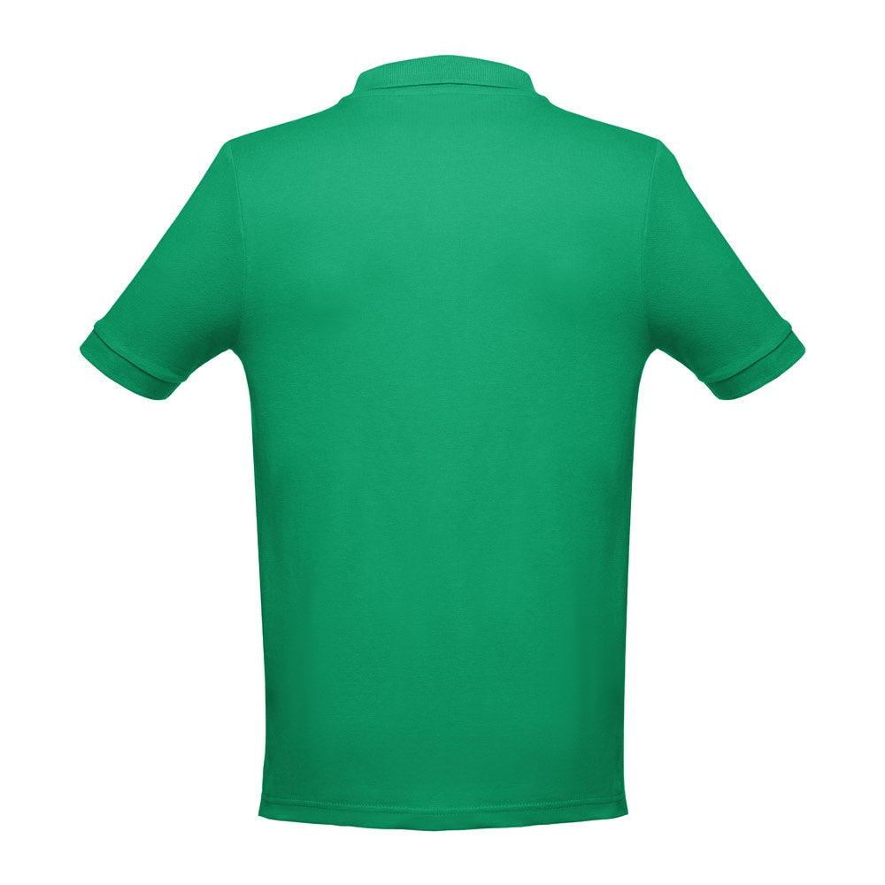 THC ADAM 3XL promotional polo shirt in green (detail view) with custom logo branding