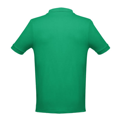 THC ADAM 3XL promotional polo shirt in green (detail view) with custom logo branding