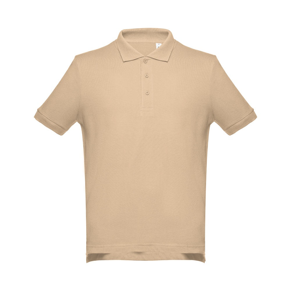 THC ADAM 3XL promotional polo shirt in light brown with custom logo branding