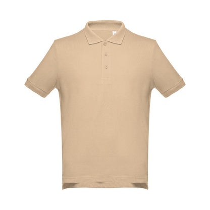 THC ADAM 3XL promotional polo shirt in light brown with custom logo branding