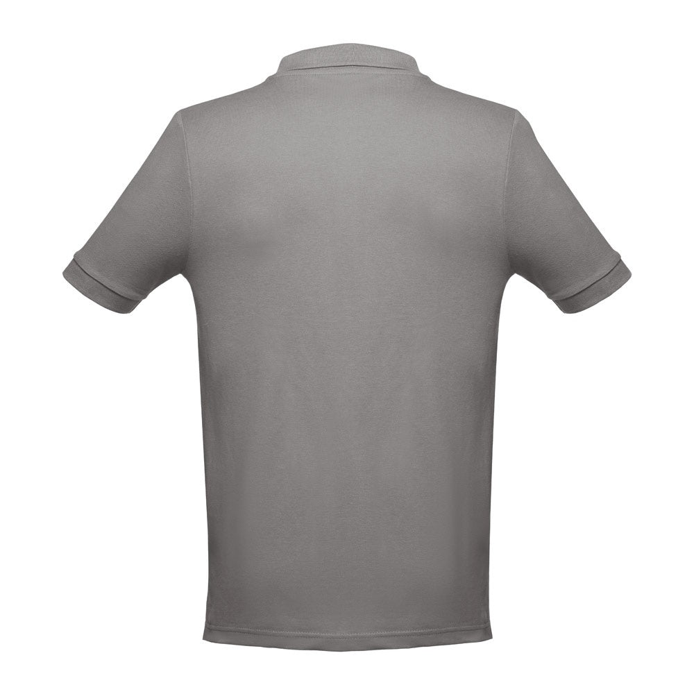 THC ADAM 3XL promotional polo shirt in grey (detail view) with custom logo branding