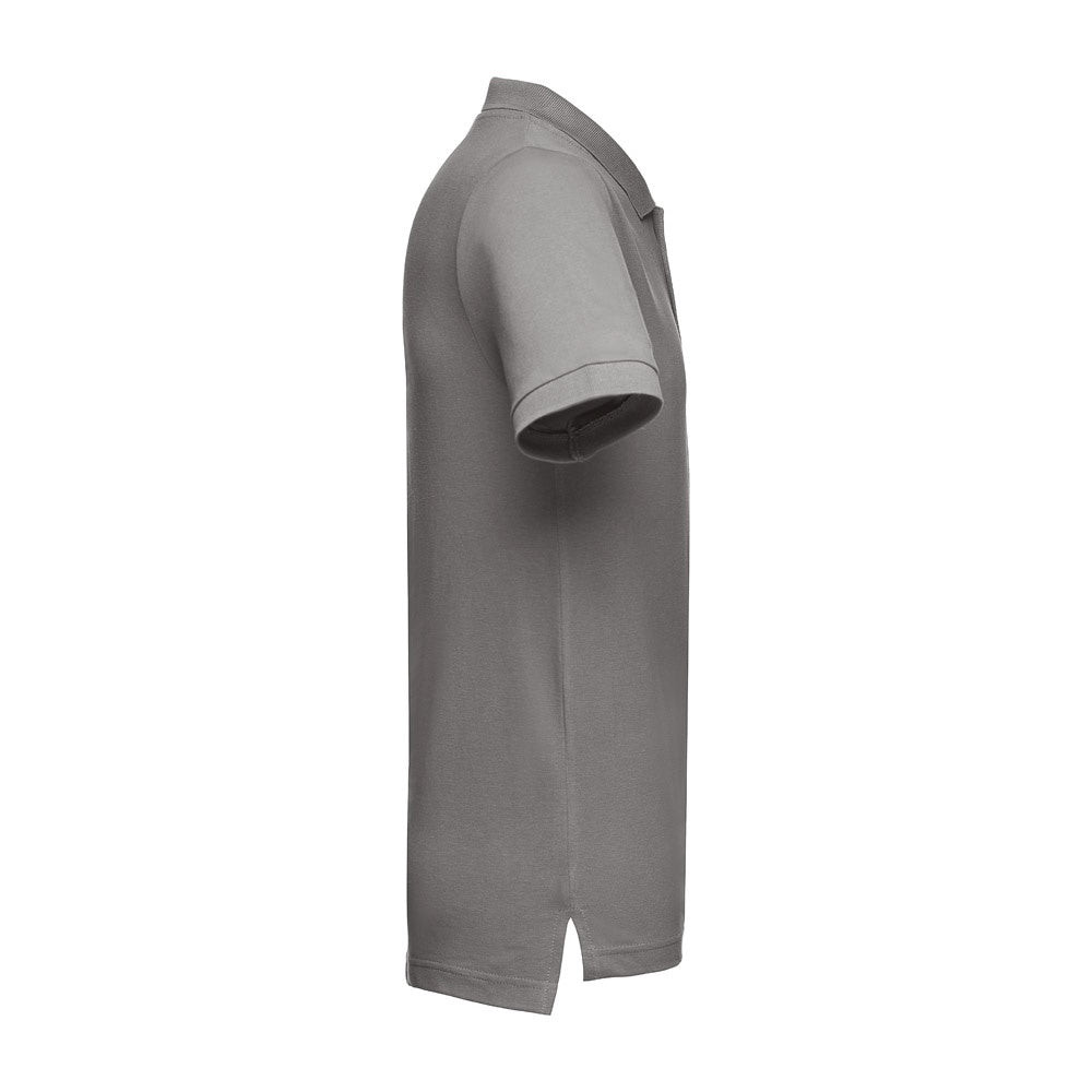 THC ADAM 3XL promotional polo shirt in grey (detail view) with custom logo branding