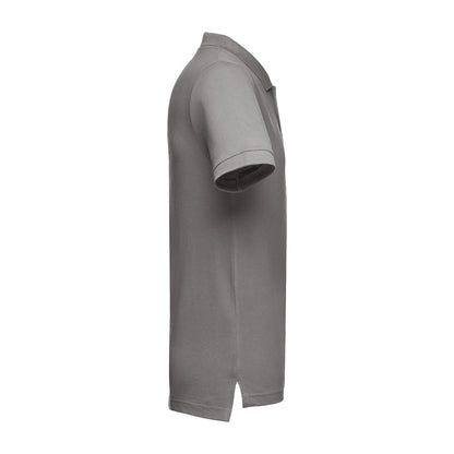 THC ADAM 3XL promotional polo shirt in grey (detail view) with custom logo branding