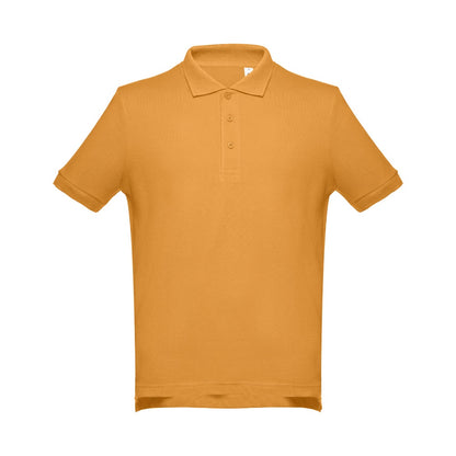 THC ADAM 3XL promotional polo shirt in dark yellow with custom logo branding