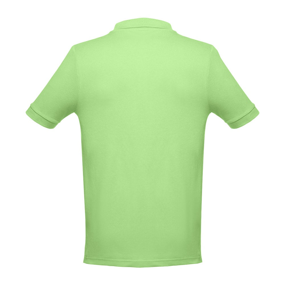 THC ADAM 3XL promotional polo shirt in light green (detail view) with custom logo branding