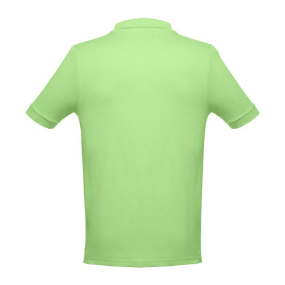 THC ADAM 3XL promotional polo shirt in light green (detail view) with custom logo branding