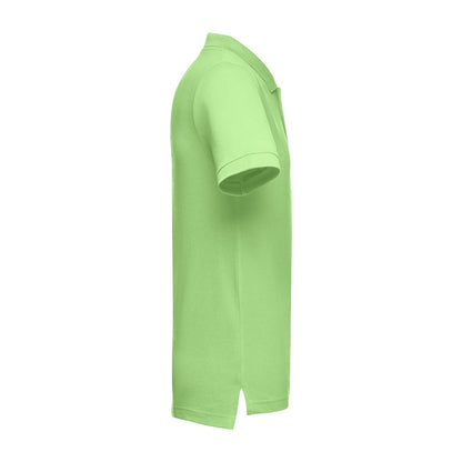 THC ADAM 3XL promotional polo shirt in light green (detail view) with custom logo branding