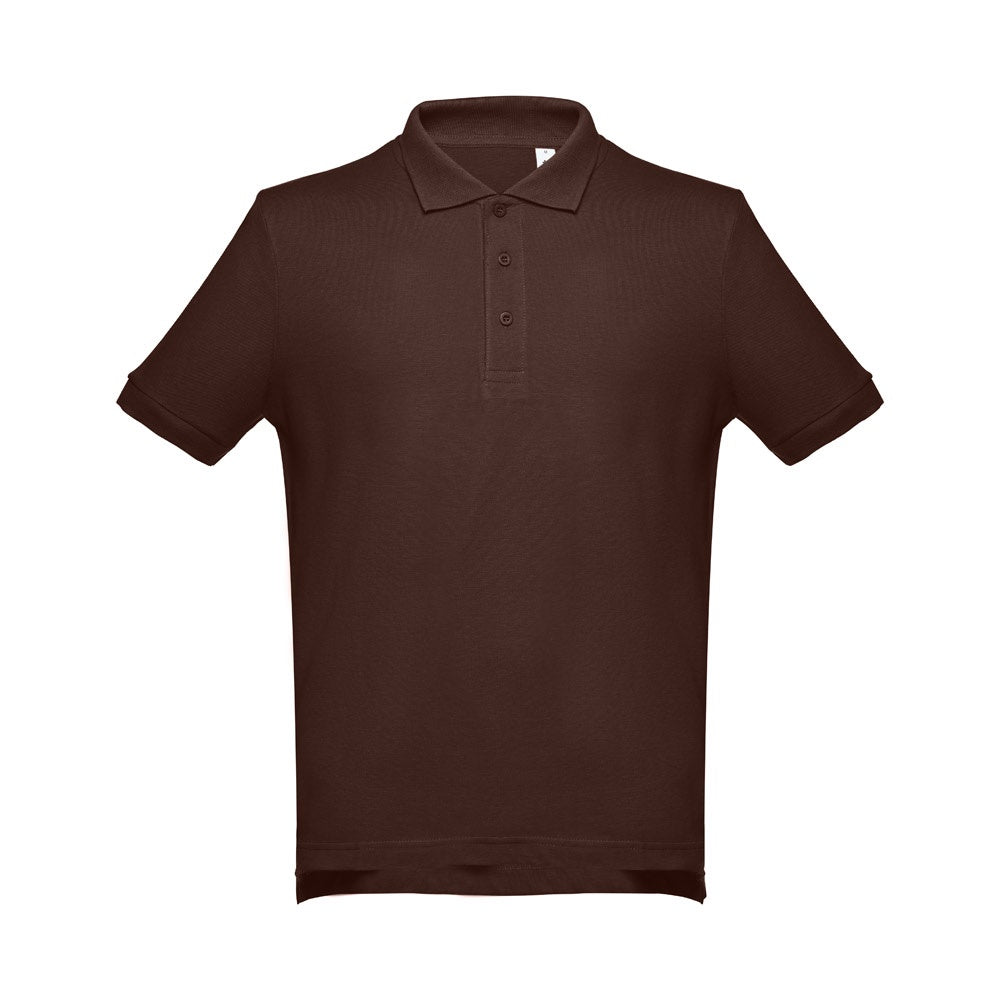THC ADAM 3XL promotional polo shirt in dark brown with custom logo branding