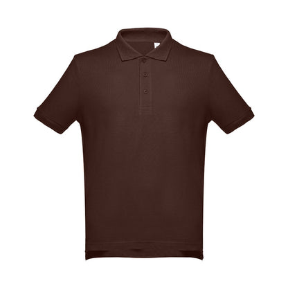 THC ADAM 3XL promotional polo shirt in dark brown with custom logo branding