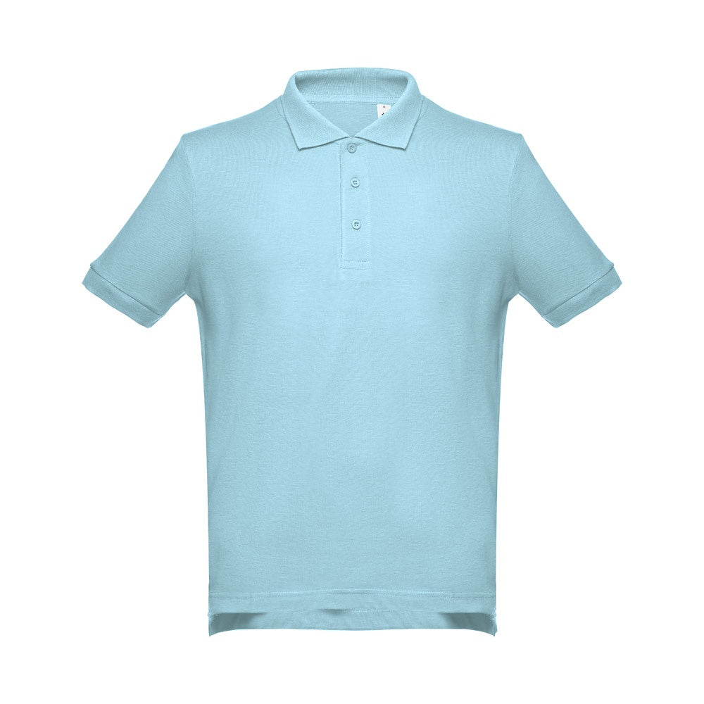 THC ADAM 3XL promotional polo shirt in light blue with custom logo branding