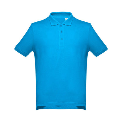 THC ADAM 3XL promotional polo shirt in acqua blue with custom logo branding