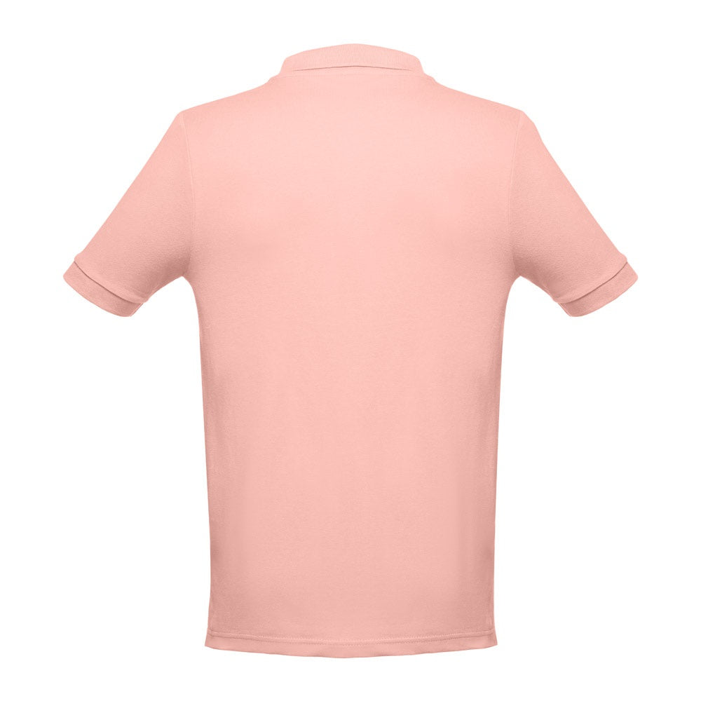 THC ADAM 3XL promotional polo shirt in salmon (detail view) with custom logo branding