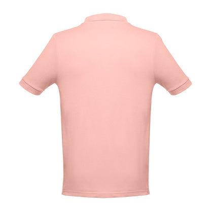 THC ADAM 3XL promotional polo shirt in salmon (detail view) with custom logo branding