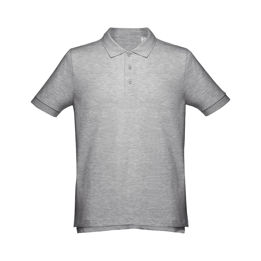 THC ADAM 3XL promotional polo shirt in heather light grey with custom logo branding