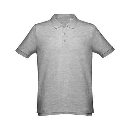 THC ADAM 3XL promotional polo shirt in heather light grey with custom logo branding
