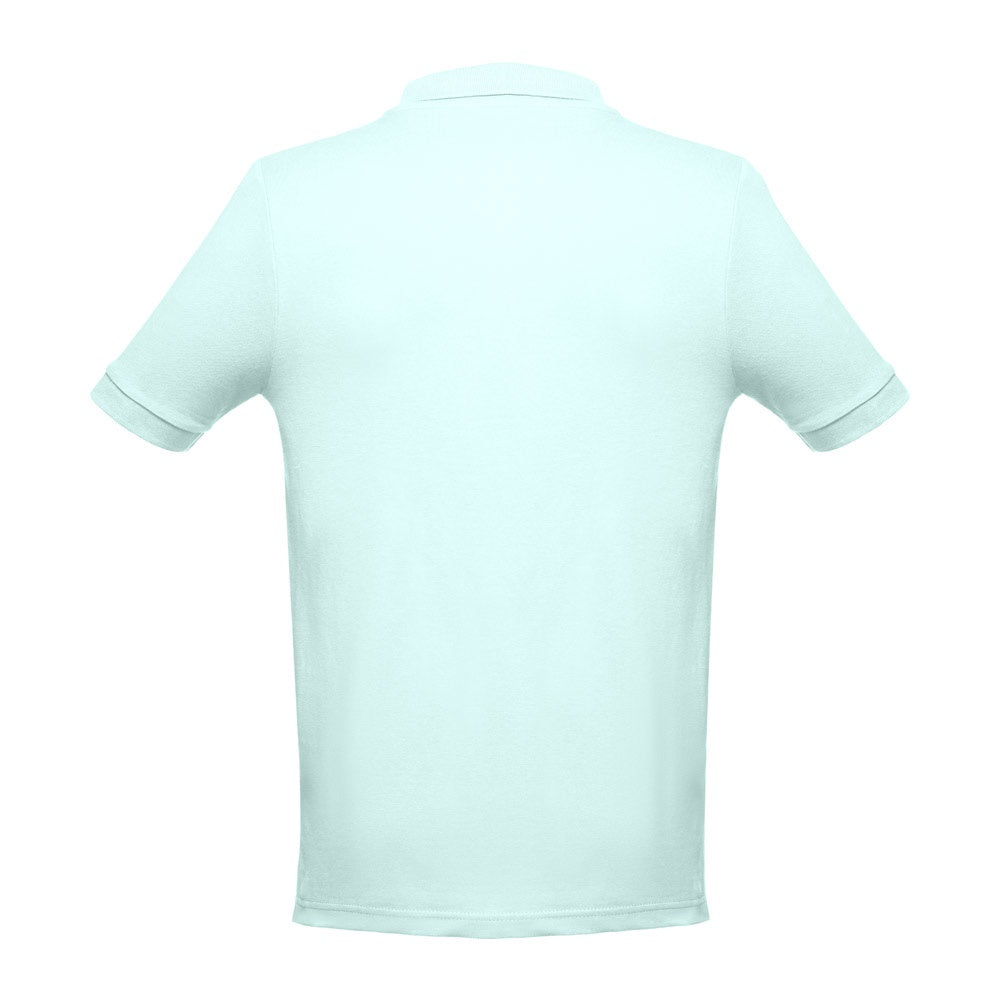 THC ADAM 3XL promotional polo shirt in mint green (detail view) with custom logo branding