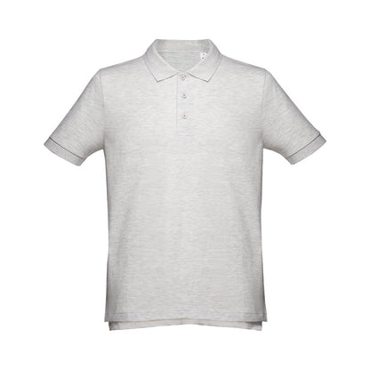 THC ADAM 3XL promotional polo shirt in melange white with custom logo branding