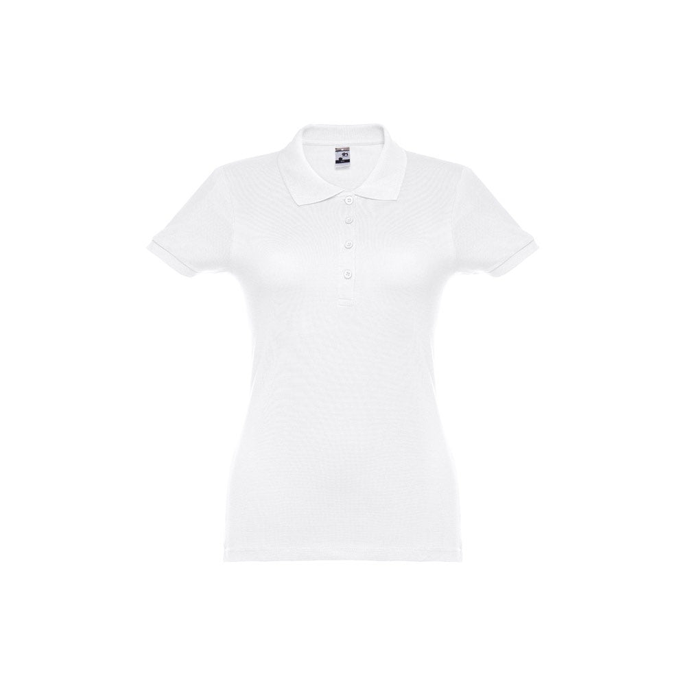 THC EVE WH promotional polo shirt in white with custom logo branding