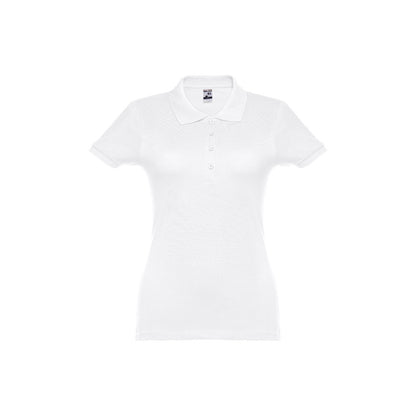 THC EVE WH promotional polo shirt in white with custom logo branding