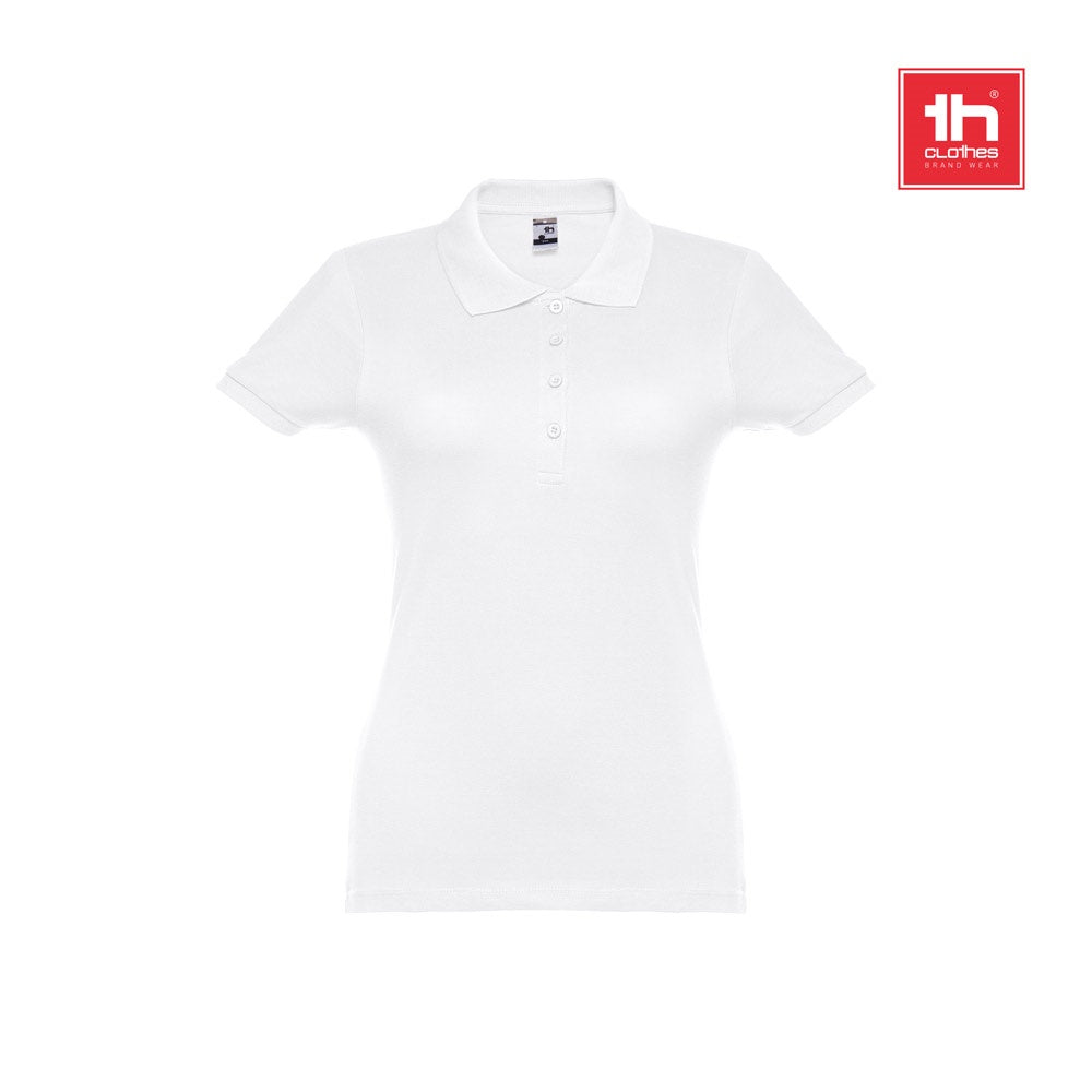 THC EVE WH promotional polo shirt (complete set view) with custom logo branding