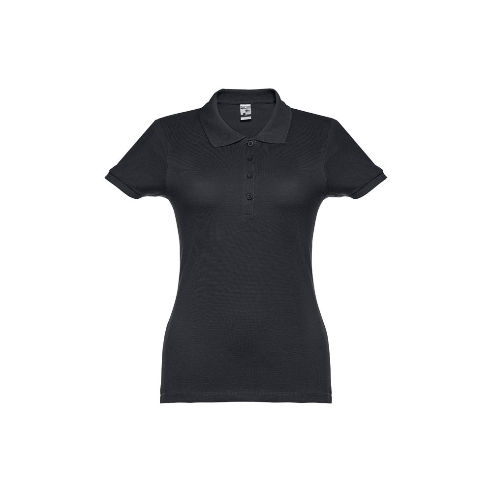 THC EVE promotional polo shirt in black with custom logo branding