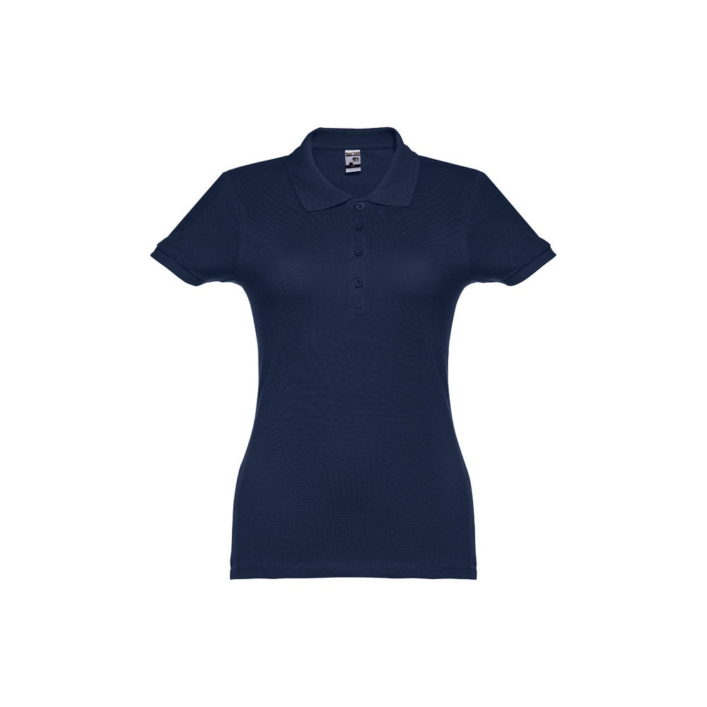 THC EVE promotional polo shirt in blue with custom logo branding