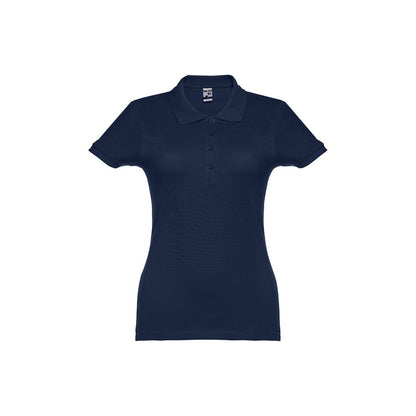 THC EVE promotional polo shirt in blue with custom logo branding