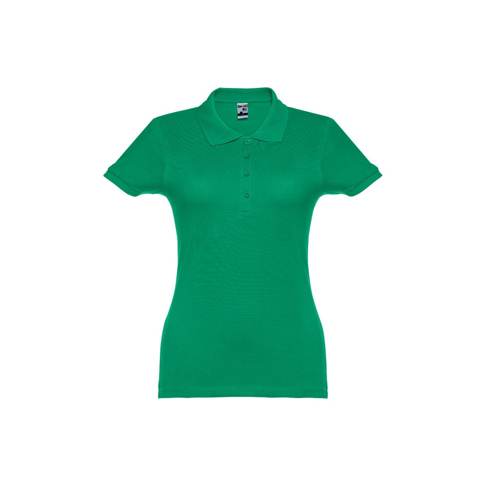 THC EVE promotional polo shirt in green with custom logo branding