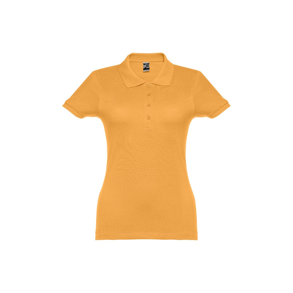 THC EVE promotional polo shirt in dark yellow with custom logo branding