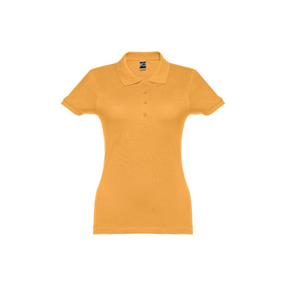 THC EVE promotional polo shirt in dark yellow with custom logo branding