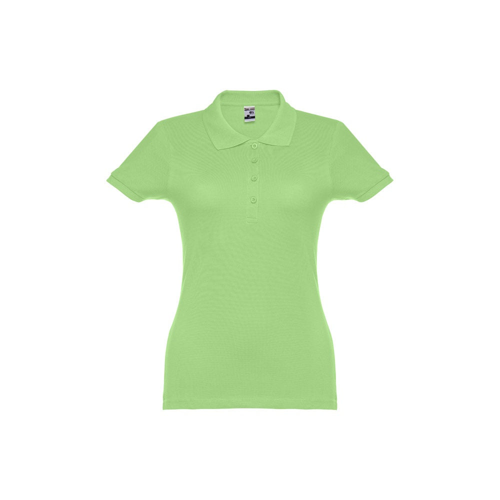 THC EVE promotional polo shirt in light green with custom logo branding