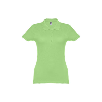 THC EVE promotional polo shirt in light green with custom logo branding