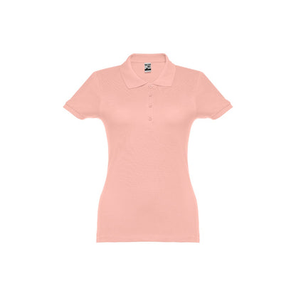 THC EVE promotional polo shirt in salmon with custom logo branding