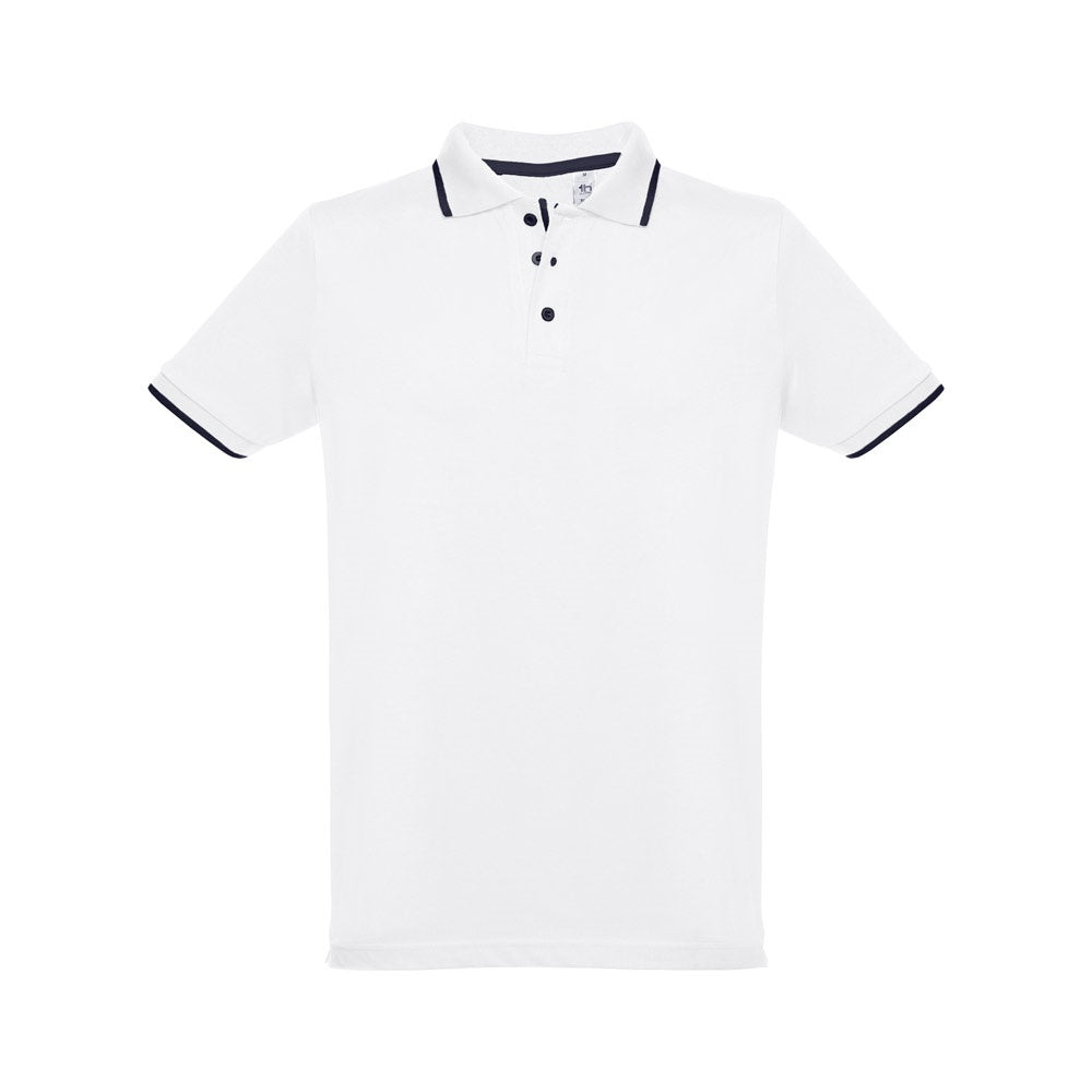 THC ROME WH promotional polo shirt in white with custom logo branding