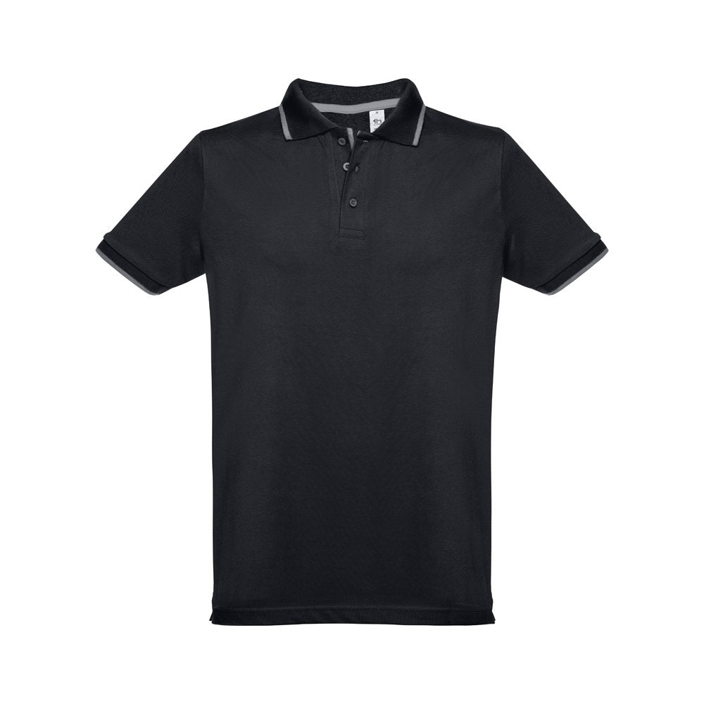 THC ROME promotional polo shirt in black with custom logo branding