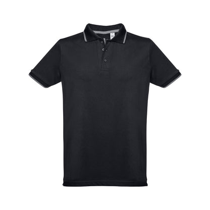 THC ROME promotional polo shirt in black with custom logo branding
