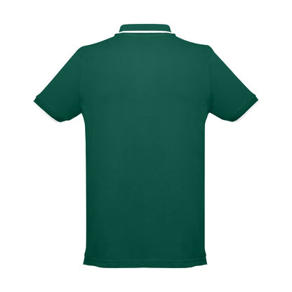 THC ROME promotional polo shirt in dark green (detail view) with custom logo branding