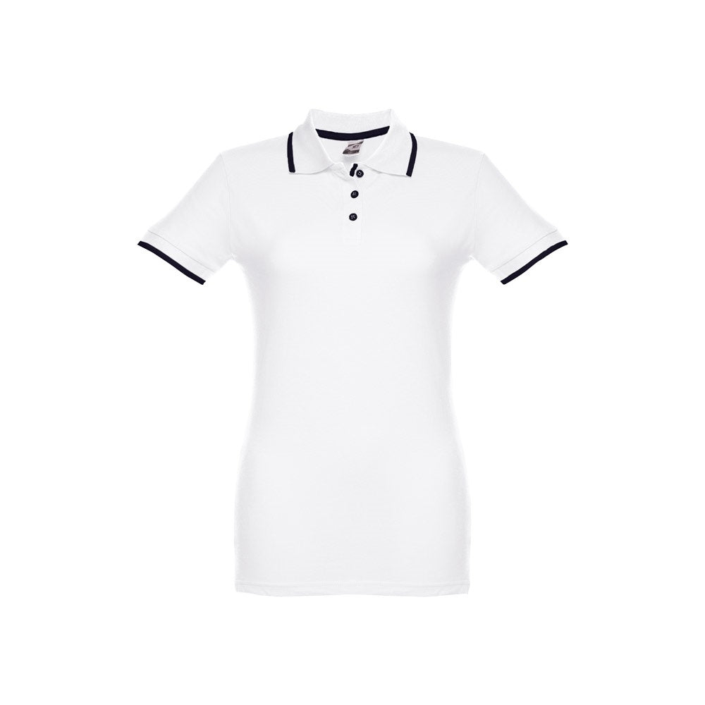 THC ROME WOMEN WH promotional polo shirt in white with custom logo branding