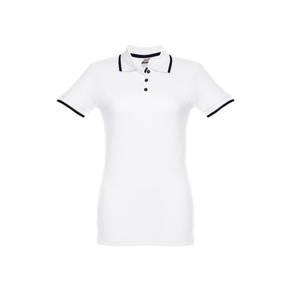 THC ROME WOMEN WH promotional polo shirt in white with custom logo branding