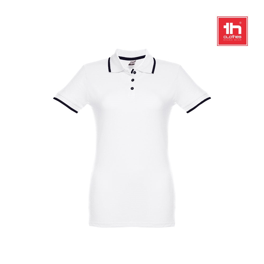 THC ROME WOMEN WH promotional polo shirt (complete set view) with custom logo branding