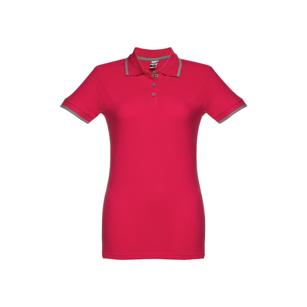 THC ROME WOMEN promotional polo shirt in red with custom logo branding