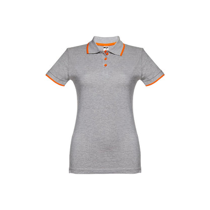 THC ROME WOMEN promotional polo shirt in heather light grey with custom logo branding