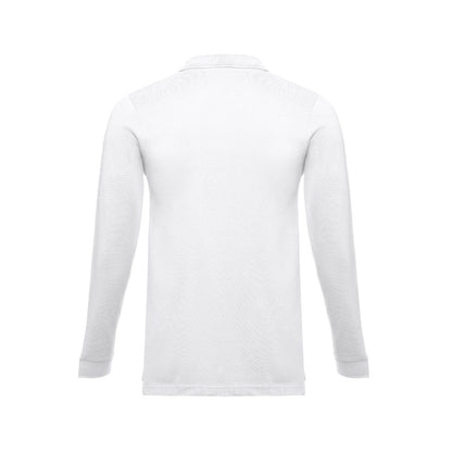 THC BERN WH 3XL promotional polo shirt in white (detail view) with custom logo branding